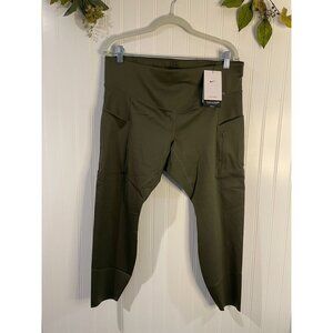 Nike Go Dri-Fit Olive Green High-Waisted Leggings With Pockets 0X 40/43
